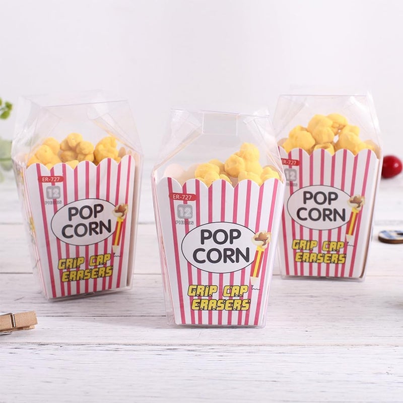 QFSH Popcorn Pencil Eraser Set Cute Eraser Caps Fun Erasers Gifts Prizes for Student Classroom Office Pencil Erasers 2Box (Approximately 20-24 Units) - Image 4